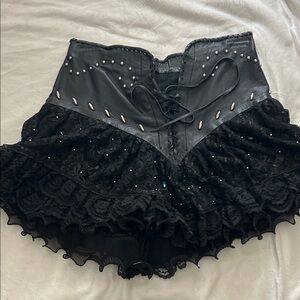 Black Lace Corset Skirt with Studs